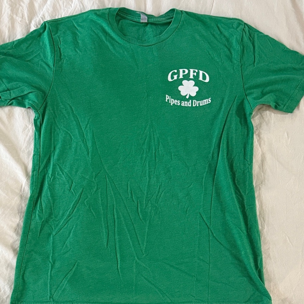 Union IAFF tshirt. Firefighters Pipes and Drums team tshirt. Very Irish.